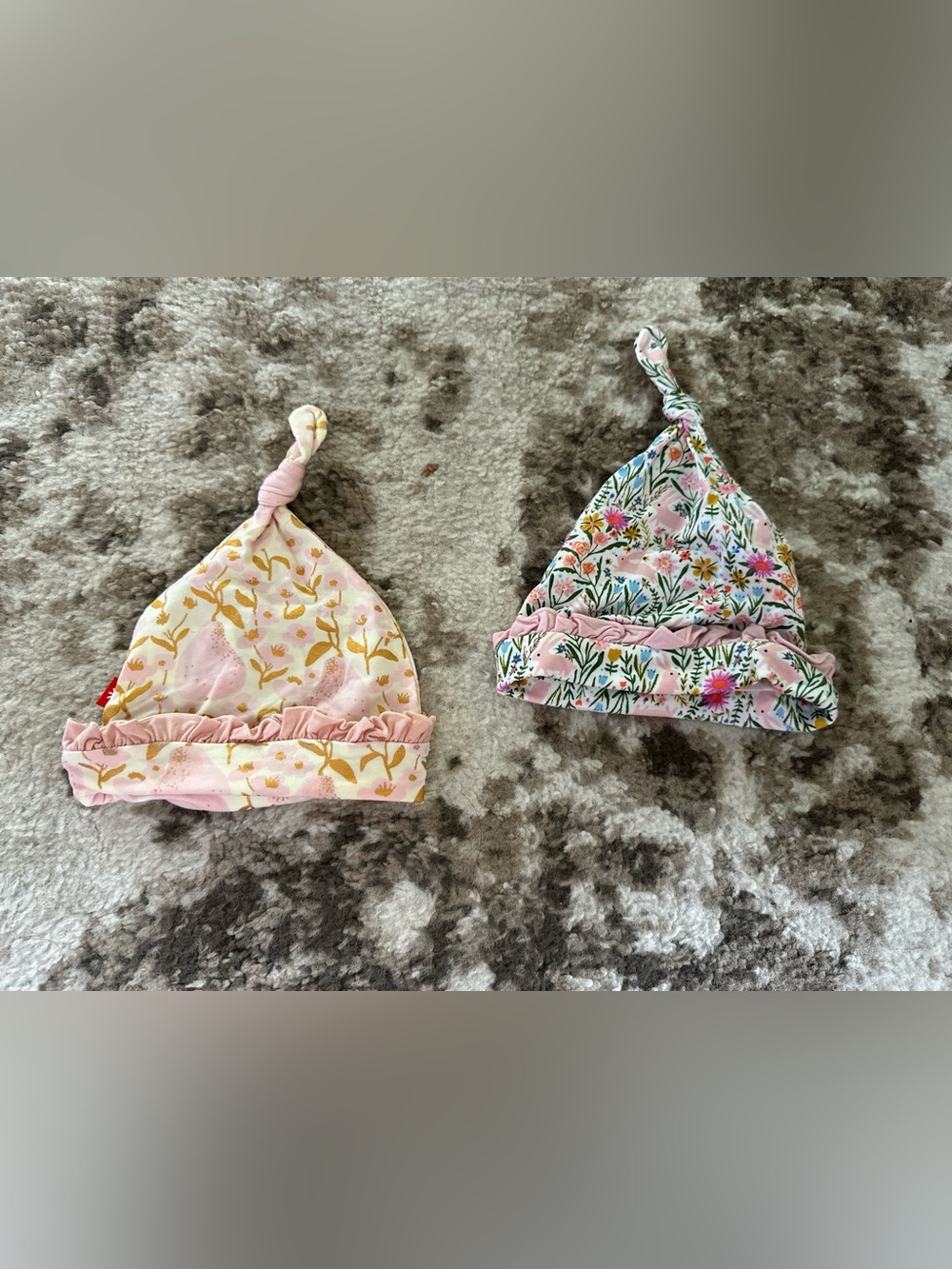 Magnetic Me Pink Floral Knot Baby Hats - Set of 2